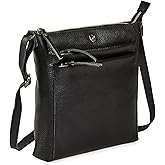 Small Soft Genuine Leather Crossbody Purse Women’s Sling Crossover Shoulder Travel Handbag with Triple Zipper