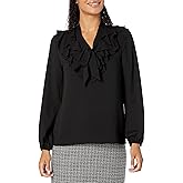 Kasper Womens L/S Ruffled Blouse W/Tie-Front