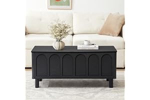 Lift Top Coffee Table with Storage, Wood Coffee Tables for Living Room with Hidden Compartment & Arched Design, Mid Century M