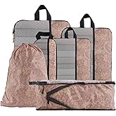 U+U 6 Set Compression Packing Cubes - Ultralight Travel Organizers with Laundry Bag, Space-Saving Suitcase Organizer, Expandable Packing Cubes for Travel and Family Vacation (Paisley Pattern)