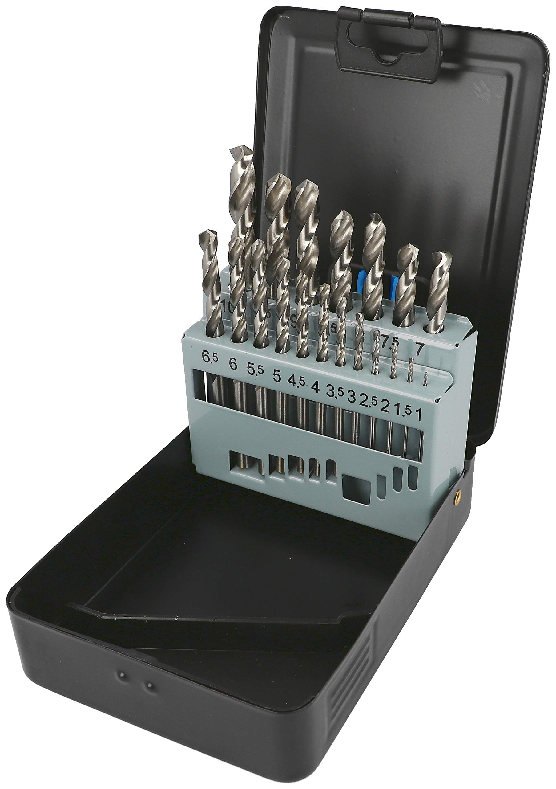Heller Tools 900 HSS-G metal drill bits, precision grinding according to DIN 338 RN, set 19 pieces, HSS drill set metal 1-10 mm professional, metal drill set, metal drill set, steel drill set, cordless screwdriver