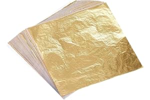 100 Sheets Imitation Gold Leaf for Art, Crafts Decoration, Gilding Crafting, Frames, (14 cm x 14 cm)
