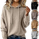 Warm Cashmere Sweaters for Women Crew Neck Soft Wool Hoodies Fall Winter Cozy Knitted Drawstring Hooded Pullover 2025