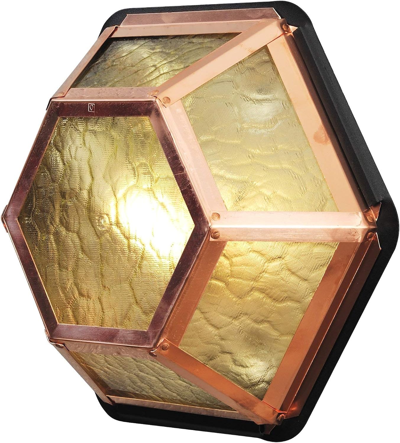 Konstsmide 533-900 Castor Outdoor Wall Light and Celing Light / 1 x 60 W Max Wall Lamp / Amber Acrylic Panel / Solid Copper / IP23 / Copper