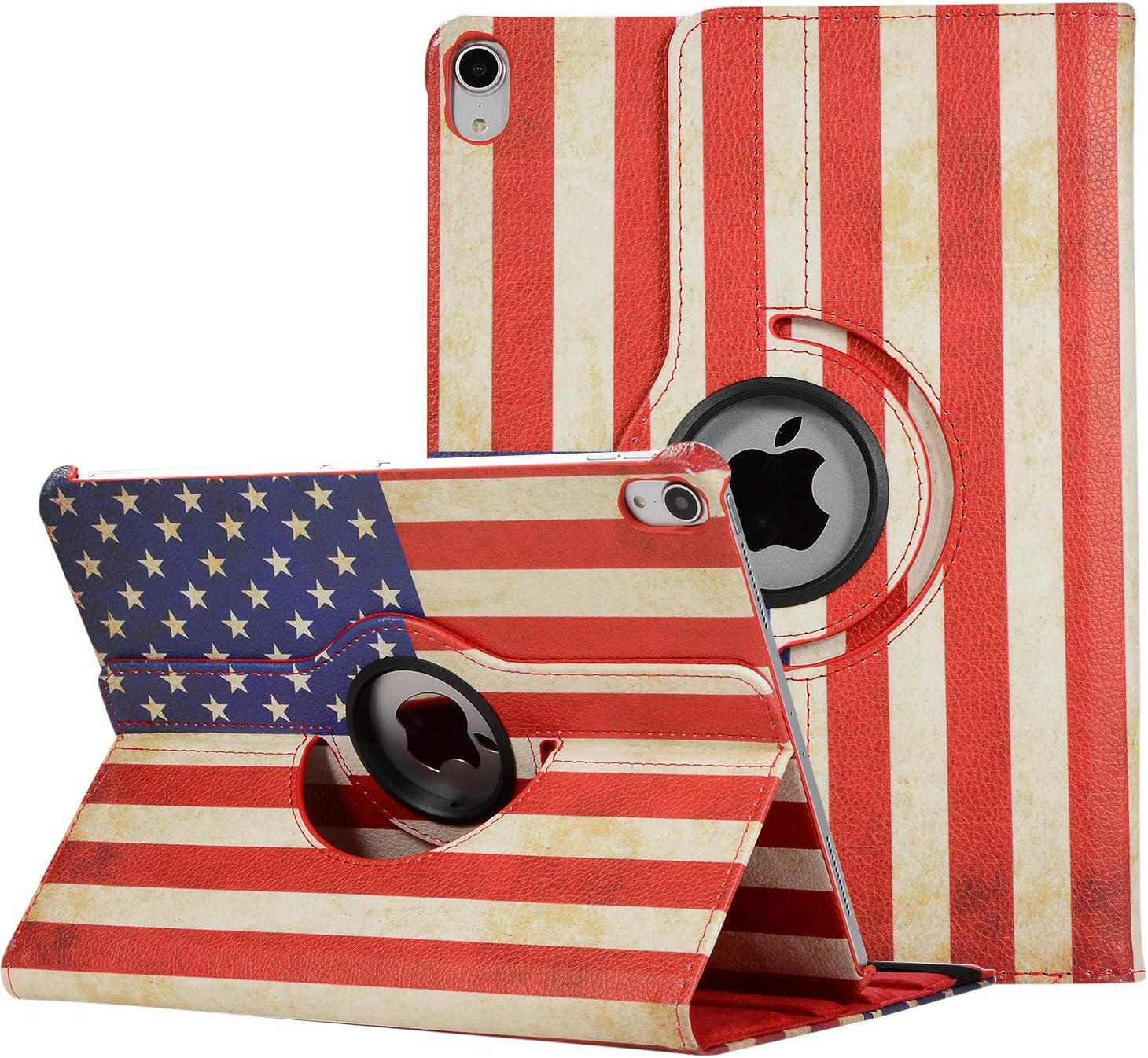 Fusicase for iPad Pro 11 inch 2018 case PU Leather Case 360 Degree Rotating Stand Protective Cover with Smart Auto Sleep/Wake Case for iPad Pro 11(2018) Flag