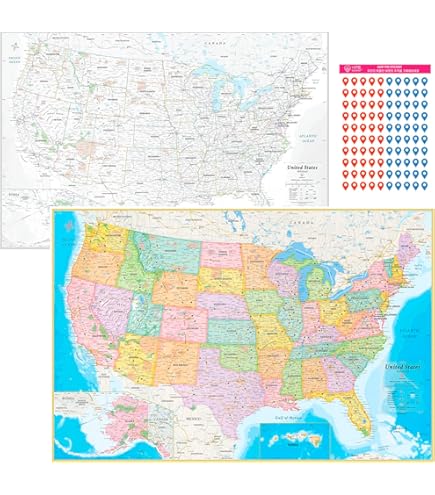 Amazon.com: WallPops WPE99073 USA Dry Erase Map, Multicolor