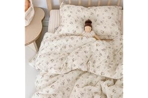 BuLuTu Muslin Toddler Quilt for Boys Girls Cute Flowers Printed Kids Quilted Comforter Cotton Muslin Toddler Bedding Nursery Quilts for Toddler Bed, Crapemyrtle Pattern, 79"x59"