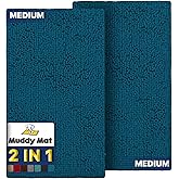 Muddy Mat® 2-Piece Atlantic Blue Medium 30"X19" AS-SEEN-ON-TV Highly Absorbent Microfiber Door Mat, Bath Mat and Pet Rug, Non Slip Thick Washable, Soft Chenille for Kitchen Bedroom Indoor and Outdoor