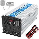 GIANDEL 4000W Heavy Duty Pure Sine Wave Power Inverter DC12V to AC120V with 4 AC Outlets with Remote Control 2.4A USB and LED