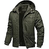 Dr.Cyril Men's Thick Winter Jackets Fleece Lined Thick Jackets Hood Work Jackets Coat Cotton Military with Cargo Pockets