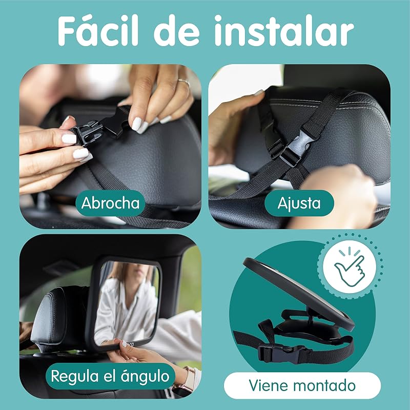 Onco Car Mirror Baby Rear Seat - 100% Shatterproof, Espelho retrovisor do carro do bebê, Universal Fit, espelhos retrovisores do carro, espelho do carro para ver o bebê, bebê recém-nascido