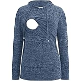 Smallshow Women's Nursing Tops Sweatshirt Long Sleeve Breastfeeding Shirt Hoodie