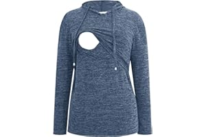 Smallshow Women's Nursing Tops Sweatshirt Long Sleeve Breastfeeding Shirt Hoodie
