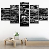 SIGNWIN 5 Panel Canvas Wall Art Bird on Water for Home Decorations Ready to Hang - 60