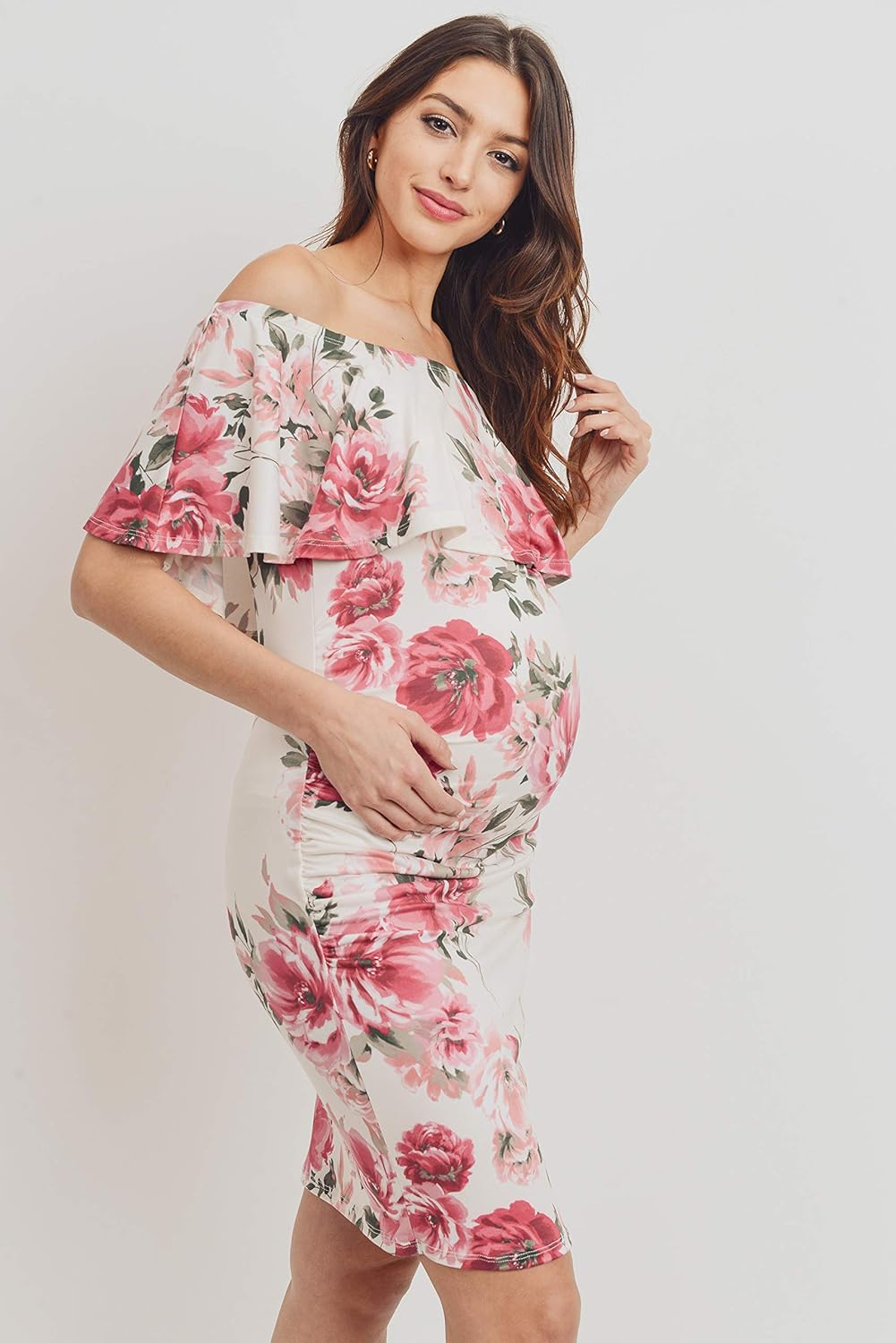 Hello MIZ Women's Floral Ruffle Off Shoulder Maternity Dress - Made in USA at  Women’s Clothing store