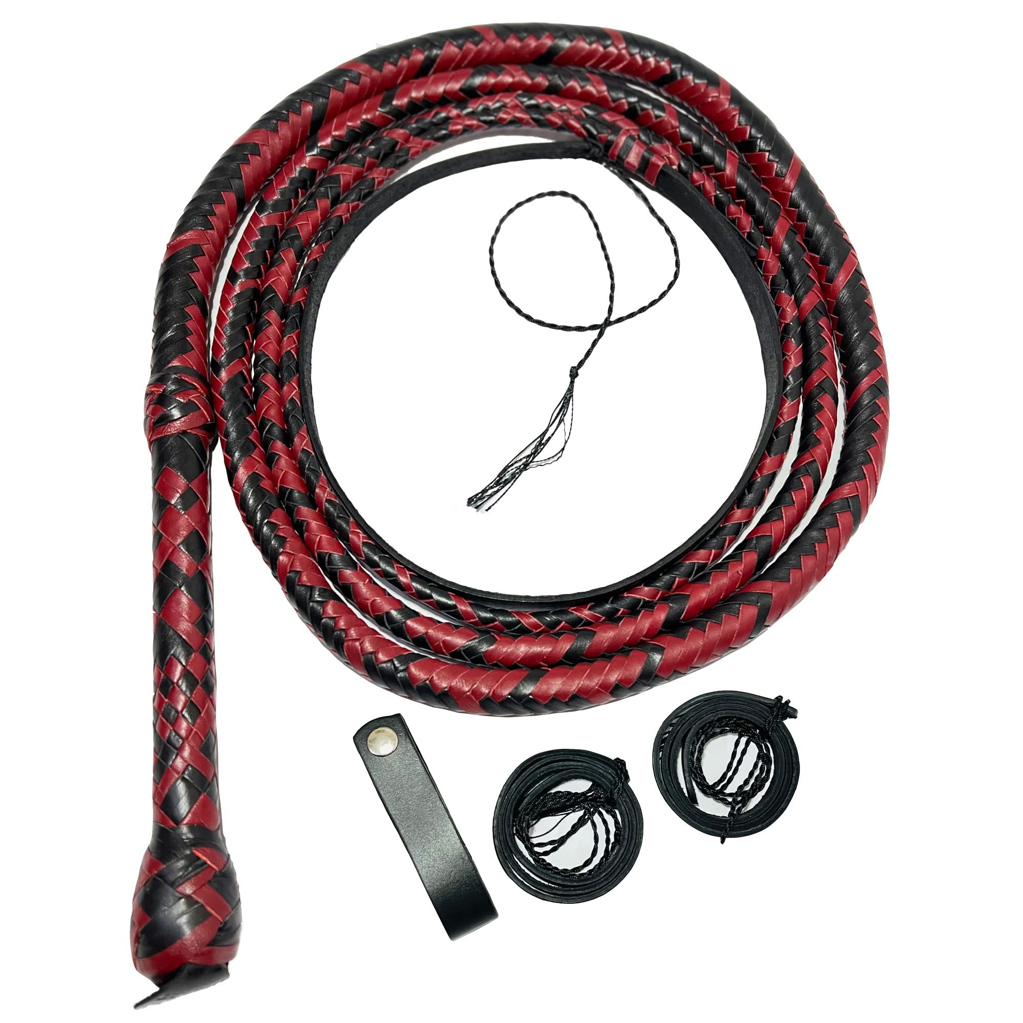 Bull Whip – 2.6 Foot 8-Plait Cowhide Leather Single Tail Whip With Steel Handle