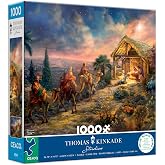 Ceaco - Thomas Kinkade Away in a Manger - 1000 Piece Puzzle for Adults | More Absorbing Build, Full-Sized Poster Included, Made in USA, Christmas Artwork, Precision-Cut Fit, Puzzles for Adults