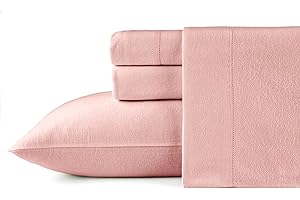 Pointehaven 180 GSM Brushed Cotton Solid Color Flannel Sheet Sets (Mellow Rose, Queen (U.S. Standard))