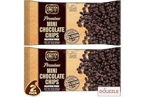 DOUzzle Mini Dark Chocolate Chips for Baking - Premium 60% Cocoa Bittersweet (9 OZ - Pack of 2) All Natural, Vegan, Dairy Free, Lecithin Free, Gluten Free & Kosher for Passover - For Cookies, Cakes