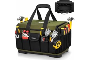 Ytonet 16-Inch Heavy Duty Tool Bag, 46-Pocket Electrician Tool Tote with Hard Bottom, Water-Resistant Electrician Tool Bag, M