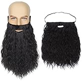 Koonfan Long Curly Fake Wizard Beard Men Realistic Costume Beard for Party Halloween