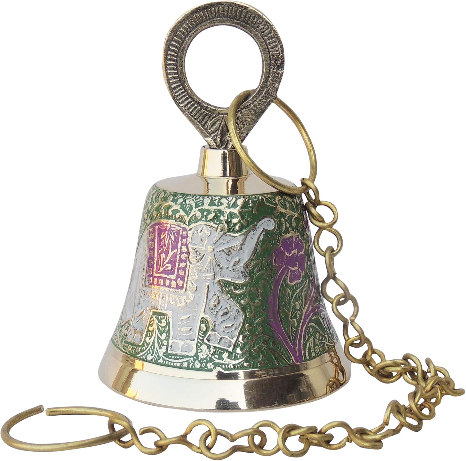 Buy Brass Hanging Temple Pooja Bell, Hanging Bell with Brass with Handwork Finish Online at Low