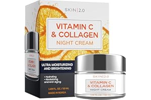 Skin 2.0 Vitamin C & Collagen Face Moisturizer – Hydrating Anti Aging Night Cream For Uneven & Dry Skin, Firms & Smooths Fine Lines – Dermatologist Tested, Korean Skin Care, Clean Beauty – 1.69 Fl Oz