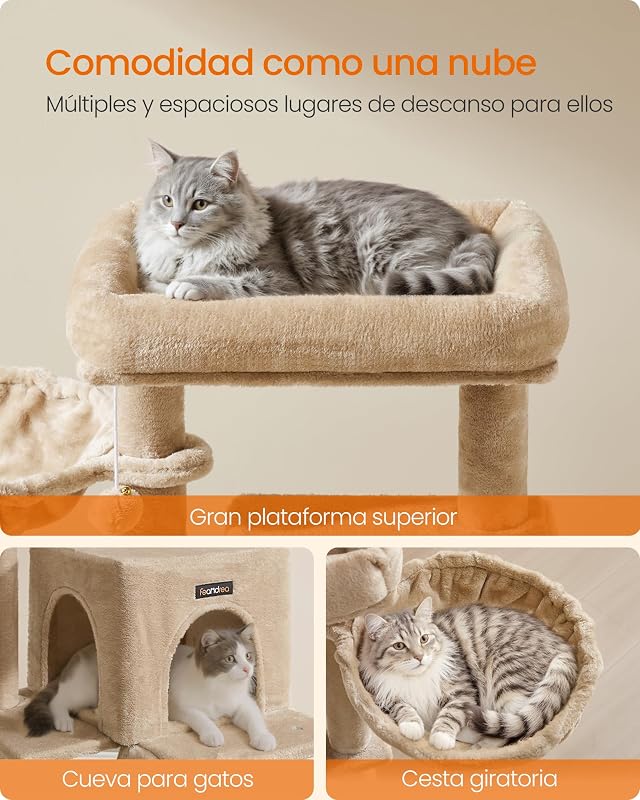 Árvore para gatos, torre para grandes felinos, castanho camelo PCT051K03