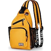 Geestock Convertible Sling Bag for Women Men, 12.6" Mini Sling Backpack Purse with Headphone Hole Fit 7.9" Tablet, Lightweight Casual Crossbody Chest Daypack for Travel, Hiking & Commute, Yellow | Convertible, Waterproof, For Daypack, Travel, Hiking