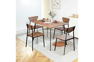 AWQM 43 Inch Dining Table Set for 4, 5-Piece Kitchen Table Set, Industrial Dining Table and Chairs Set, Metal Frame, Kitchen Table Set for Apartment, Small Space