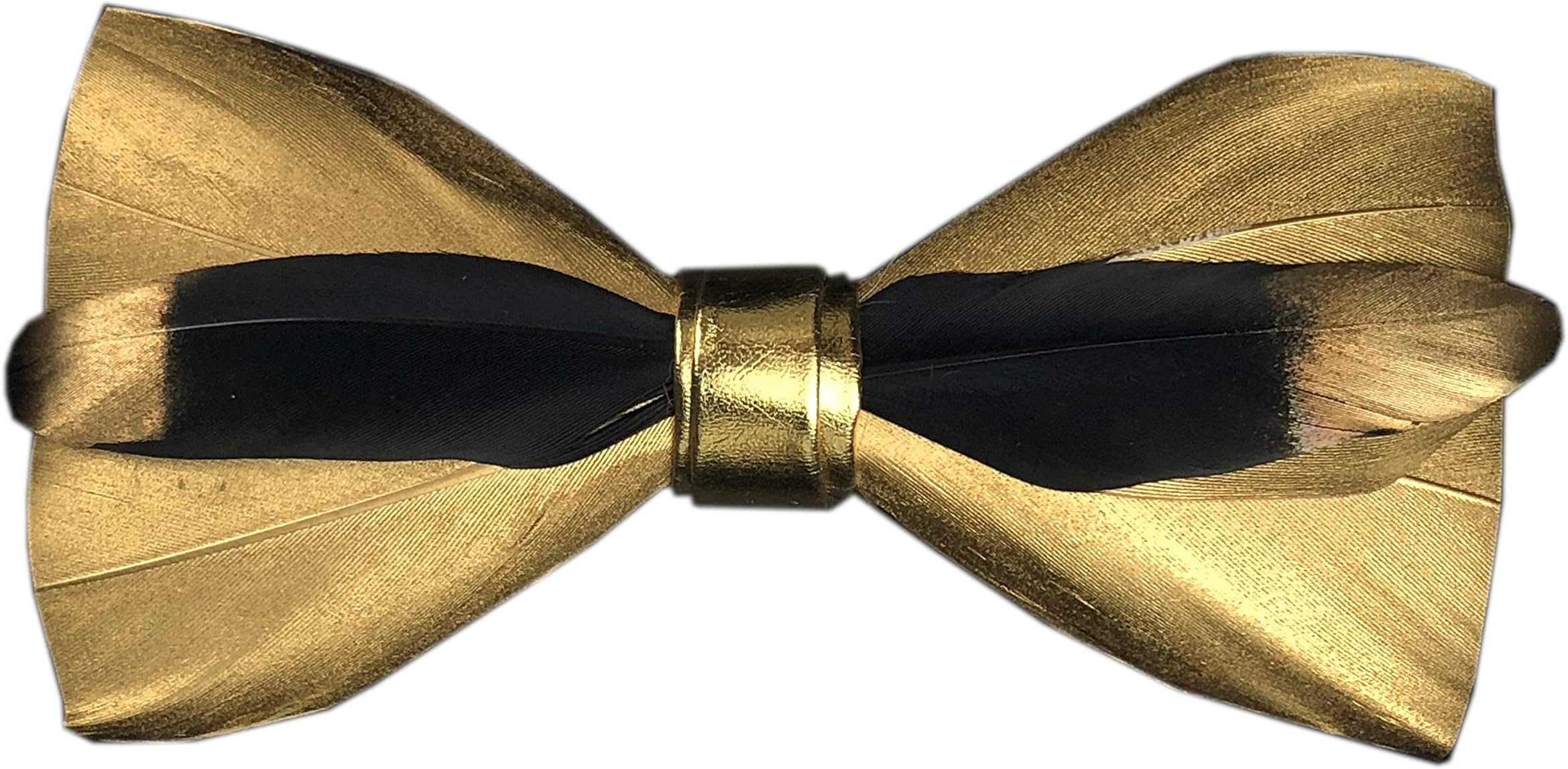 Novelty Feather Bow Tie Natural Material Handmade Pre-tied Bowtie with Gift BOX