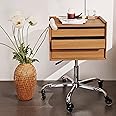 Frassie Height Adjustable Nightstand with 3 Drawers, Movable Bedroom Laptop Table Bedside Table Workstation Portable Rolling Desk