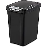 Sterilite 10439004 7.5 Gallon Black Plastic TouchTop Wastebasket