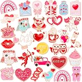 SANNIX 60Pcs Valentine's Pins, Valentine's Day Lapel Pins Love Heart Enamel Backpack Brooch Badge Pin for Clothes Bags Hats Accessories, 30 Styles