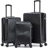 Rosamo Luggage Sets 3 Piece, ABS Suitcase Set (20/24/28), Hardside luggage with Spinner Wheels, Travel Luggage, 14x8x9 Airline Approved Carry on, Lightweight Luggage with High-Security Lock