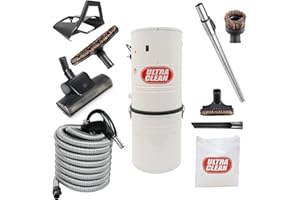 ULTRA CLEAN LOGO Ultra Clean SC100 Heavy Duty Powerful Central Vacuum System – Made in Canada – with with Air Turbo Nozzle, Hose and Accessories-Ideal for Hardwood Floors, Area Rugs and Berber Carpeting (35 Ft, Black)