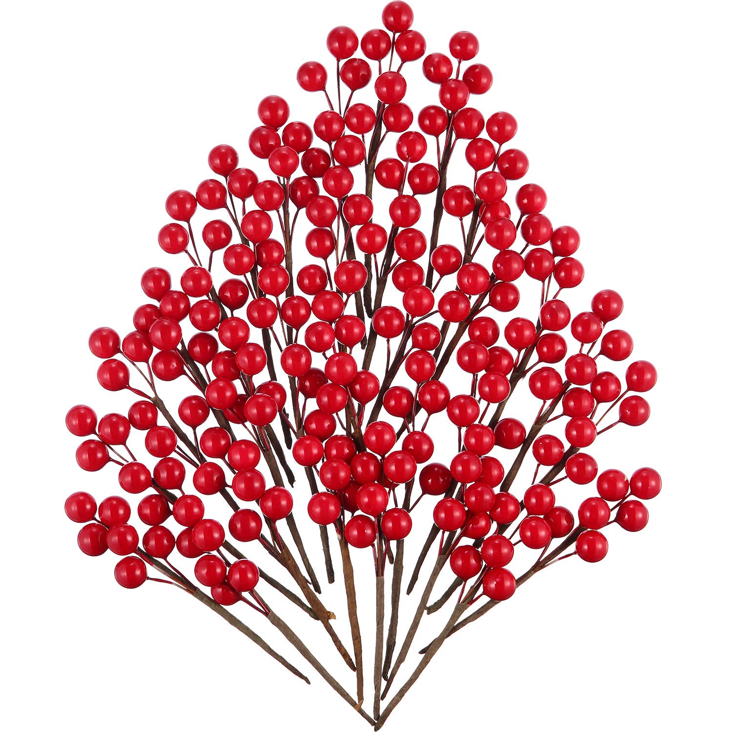 360 Pieces Red Artificial Holly Berries Christmas Winter Berries Bunch Faux Cranberries Bunch on 60 Stems for Table Centerpiece
