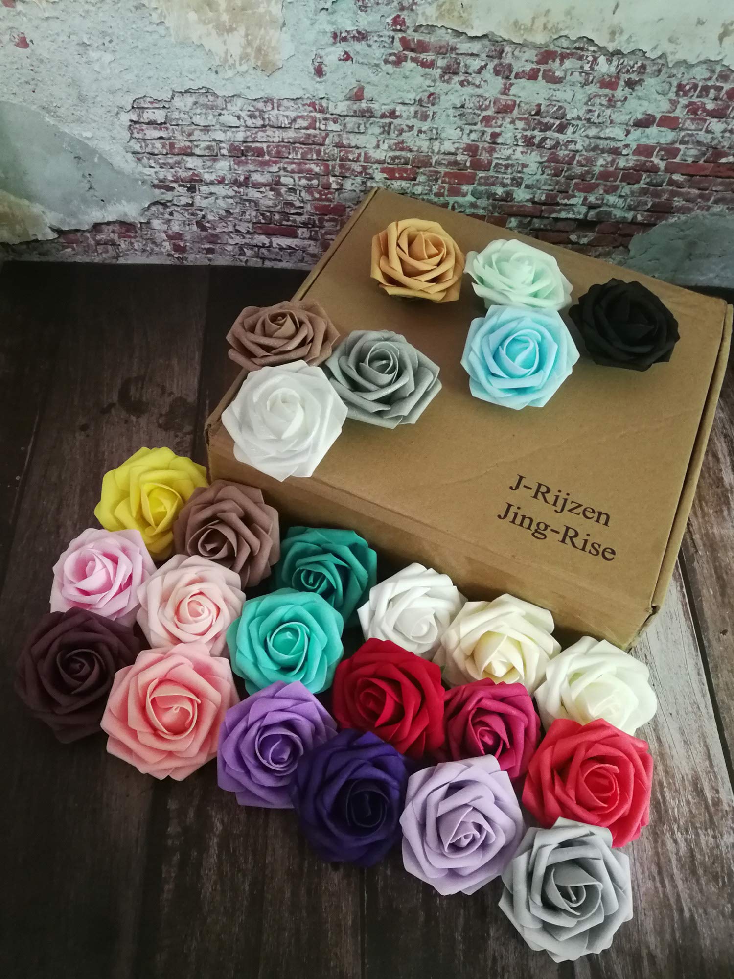 J Rijzen Jing Rise Artificial Roses 50pcs Real Touch Coral Flowers