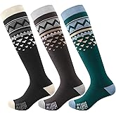 OutdoorMaster Ski Socks, Snowboarding Socks for Men & Women, Thermal Winter Warm & Breathable, Over The Calf Non-Slip Cuff
