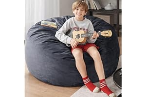 Codi Bean Bag Chair for Kids with Filler Included 10-12, Comfy Kid Beanbag Chair 3 FT, Machine Washable, Charcoal Grey, 3ft