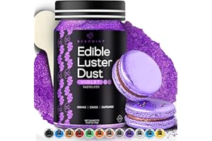 BeePoint Edible Glitter Luster Dust 15g - Food Grade, Vibrant Color Shimmer Powdered Dust for Drinks, Cocktails, Cake Decorating, Baking, Chocolates, Candy, Sweets, & Cookies - Vegan & Gluten Free (Violet)
