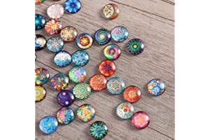 ROSENICE 200pcs 12mm Mixed Round Mosaic Tiles for Crafts Glass Mosaic Supplies Flat Marbles,Glass gems for Crafts,Glass Tiles for Jewelry Making