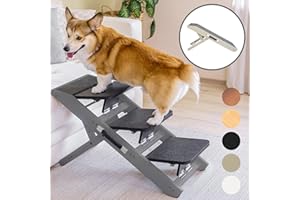 PRIORPET Dog Steps for Bed & Couch 2-in-1 Dog Stairs/Ramp - Height Adjustable Dog Ramp for Couch 7” - 20” - Pet Stairs, Dog Stairs for Small Dogs - Easy to Move Pet Steps with Landing Platform, Gray