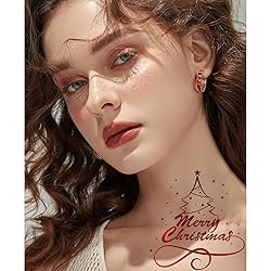 GLOQUAT Ruby Red Crystal Hoop Earrings 14K Gold