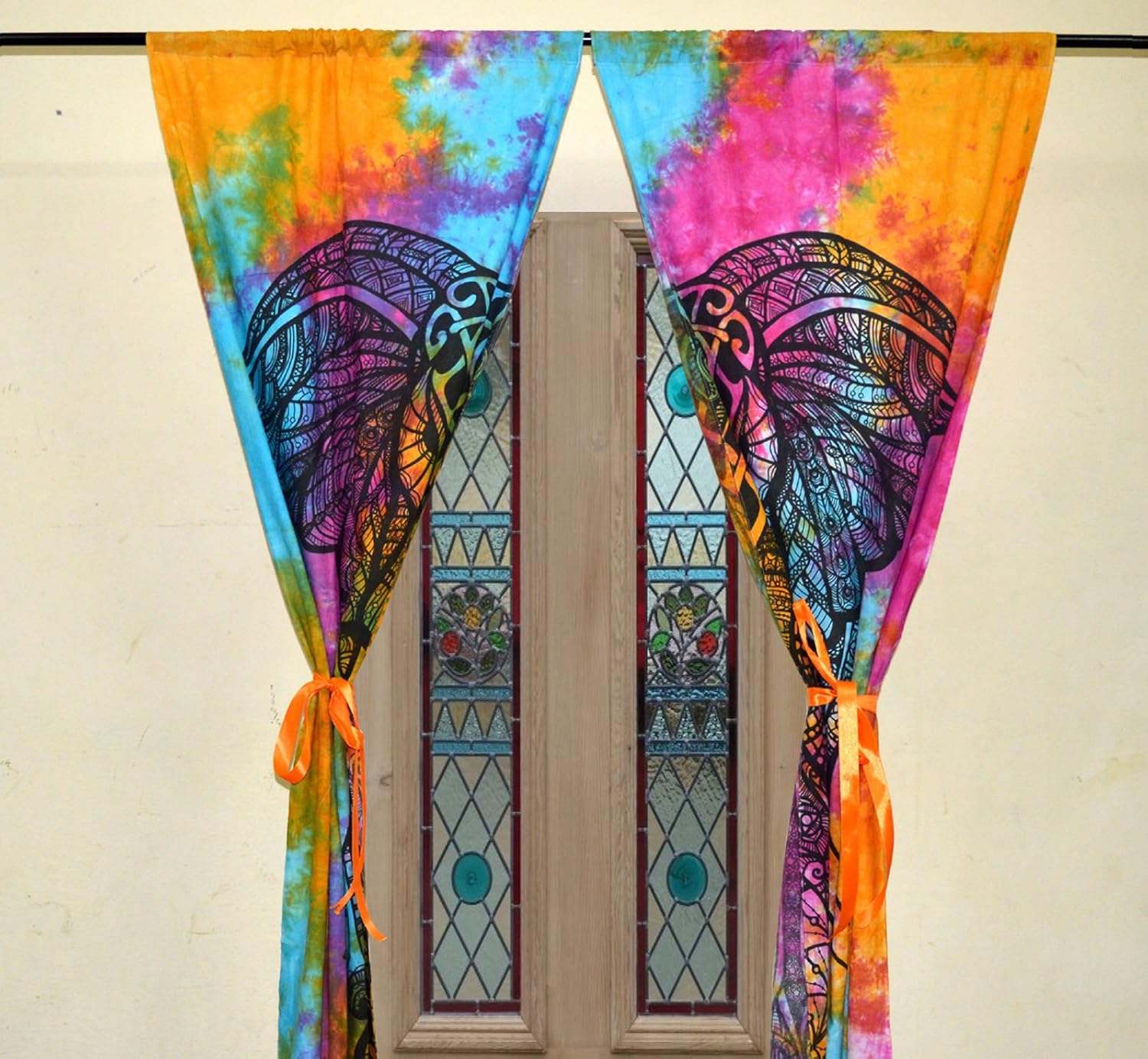 Buy Tapestry Lovers Multicolor Elephant Tapestry Curtain Window