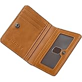 Alldaily Small RFID Wallet for Women Slim Compact Bifold Pocket Ladies Travel Mini Purse (Brown)