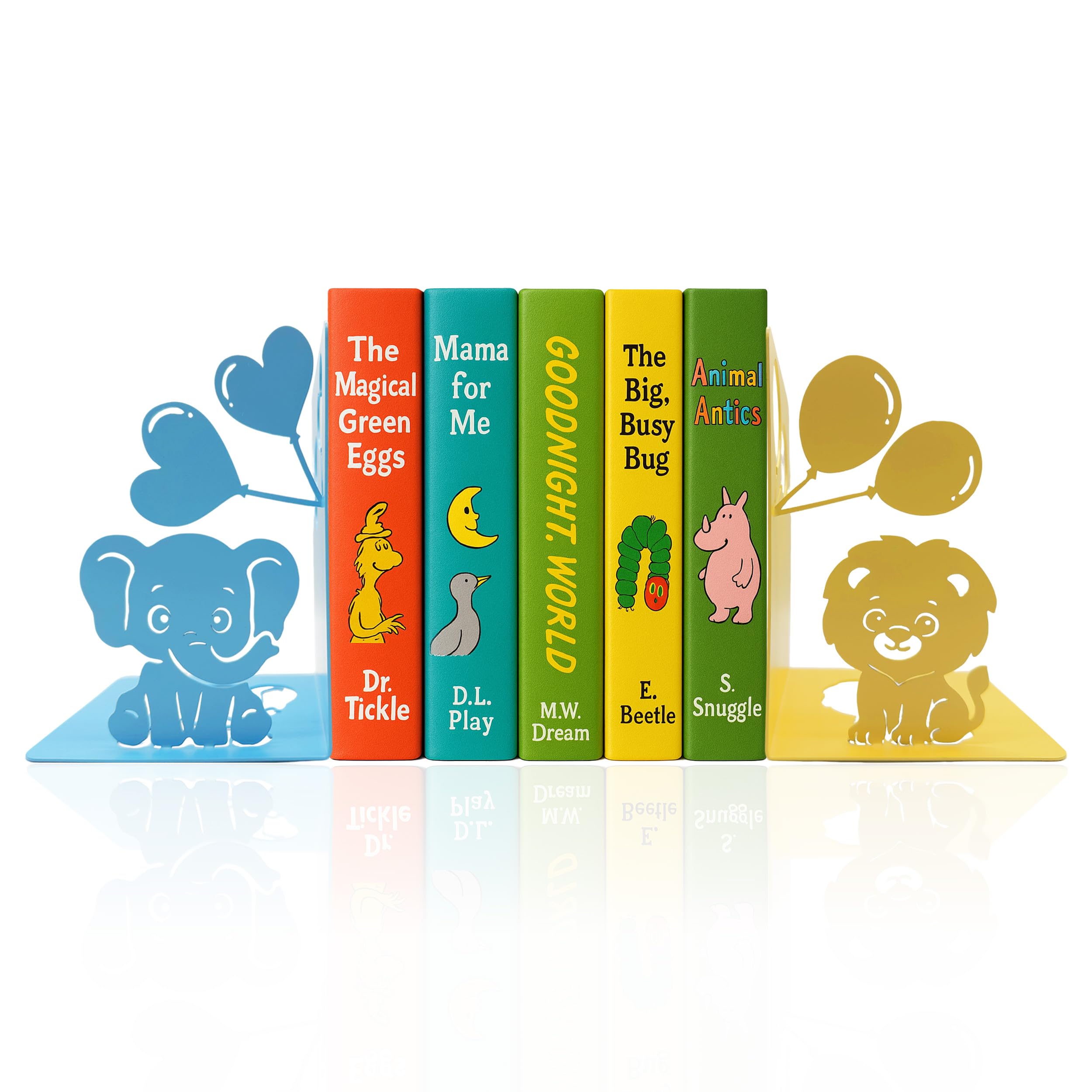 Photo 1 of Zckjnoi Animal Bookends – Cute Lion and Elephant Book Ends Decorative for Shelves, Safari Nursery Decor Kids Bookends, Unique Novelty Book Holders Heavy Duty Book Stopper for Home Bookshelf Decor