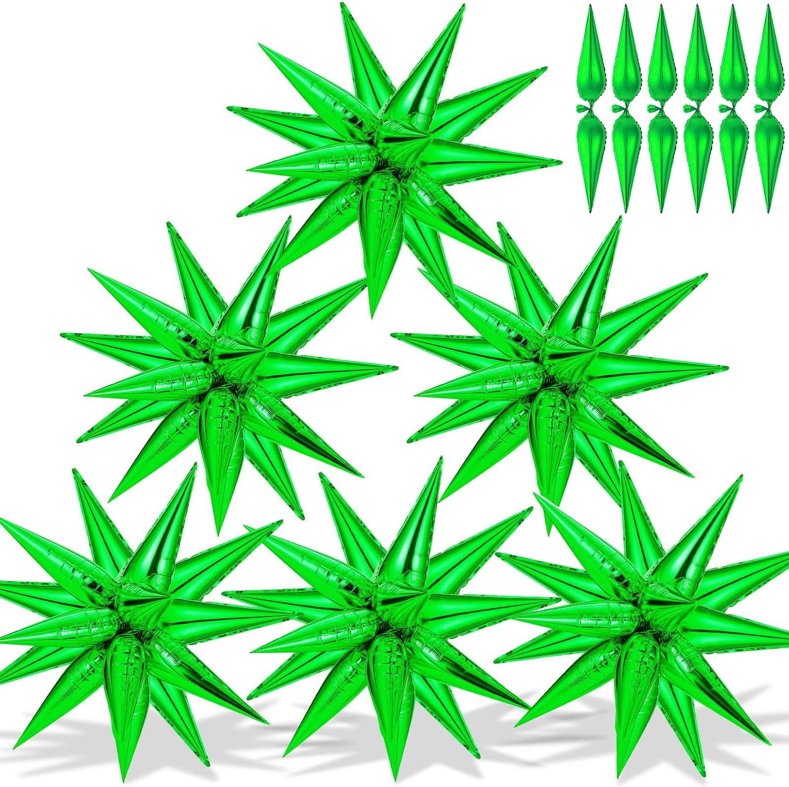 72 PCS Green Star Balloons, Big 26 Inch Explosion Star Foil Balloons, 12 Point Spike Balloons Party Decoration Supplies for Christmas, Backdrop Supplie, Birthday, Wedding, Anniversary