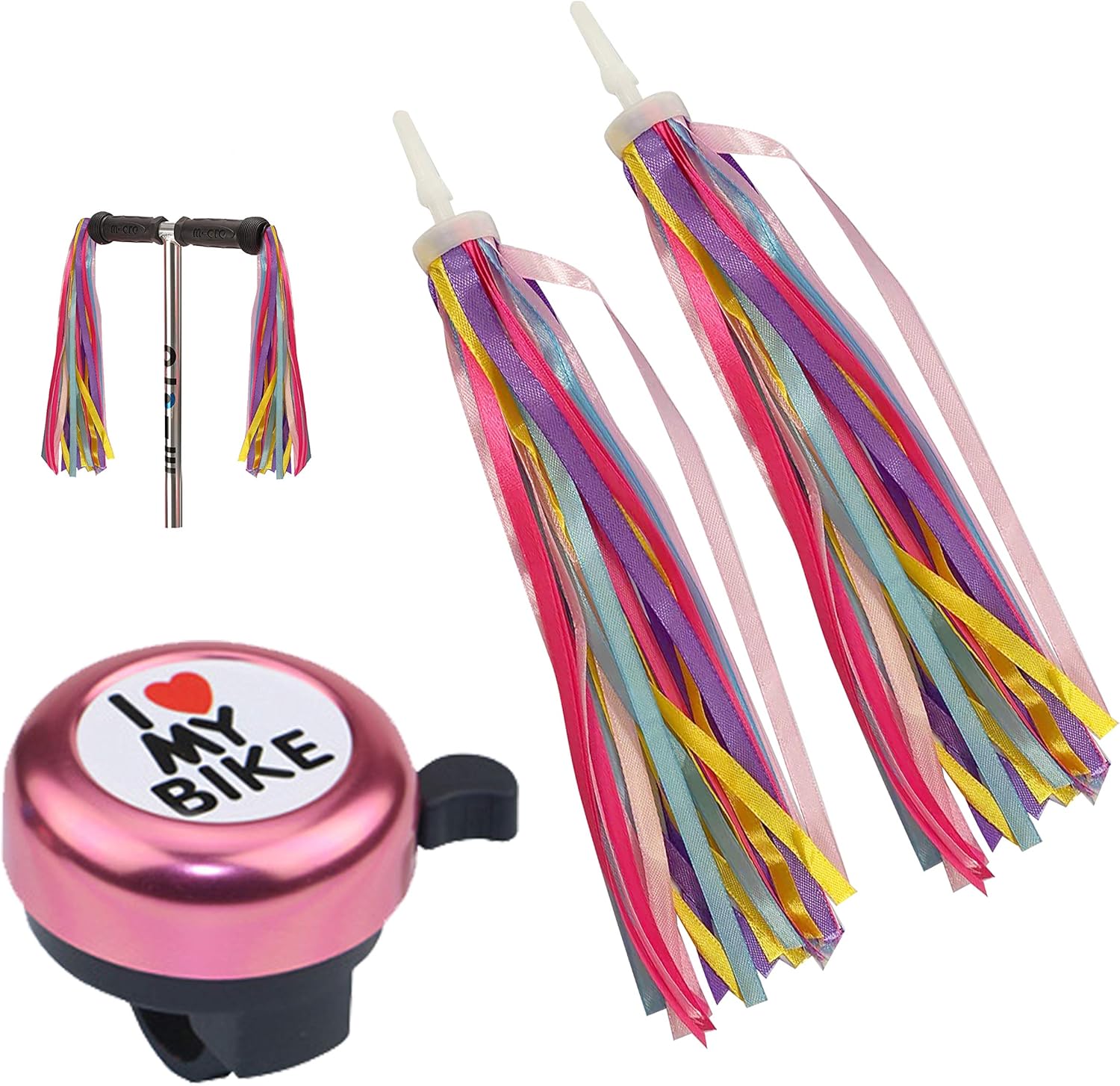 GNAWRISHING Kids Bike Bell and Kids Bike Streamers, Bicycle Bell for