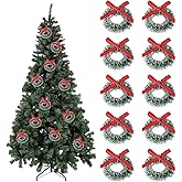 VOSAREA 24pcs Mini Christmas Wreaths Realistic Simulation Wreaths Mini Christmas Tree Hanging Garlands for Miniature Landscape Xmas Ornament for Home Party Garden and Photography